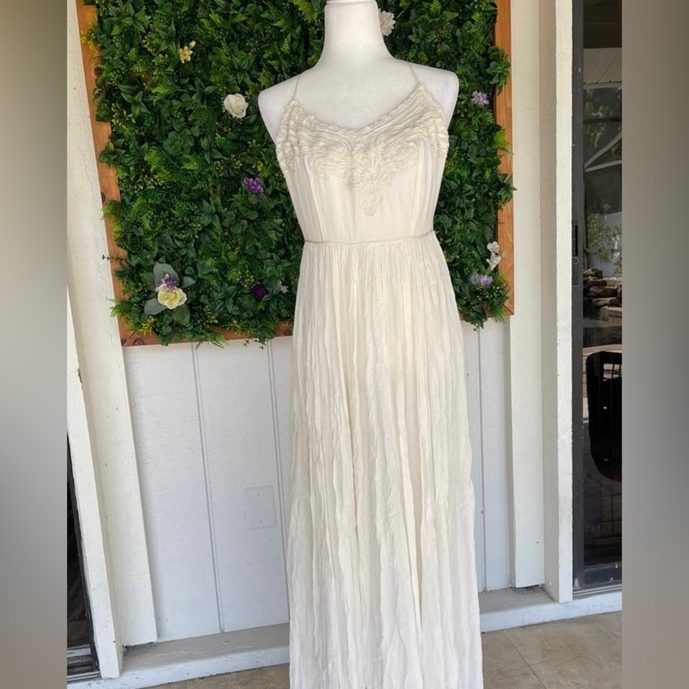 Free People Maxi Dress Ivory XS/Small lined wedding beach vacation prom